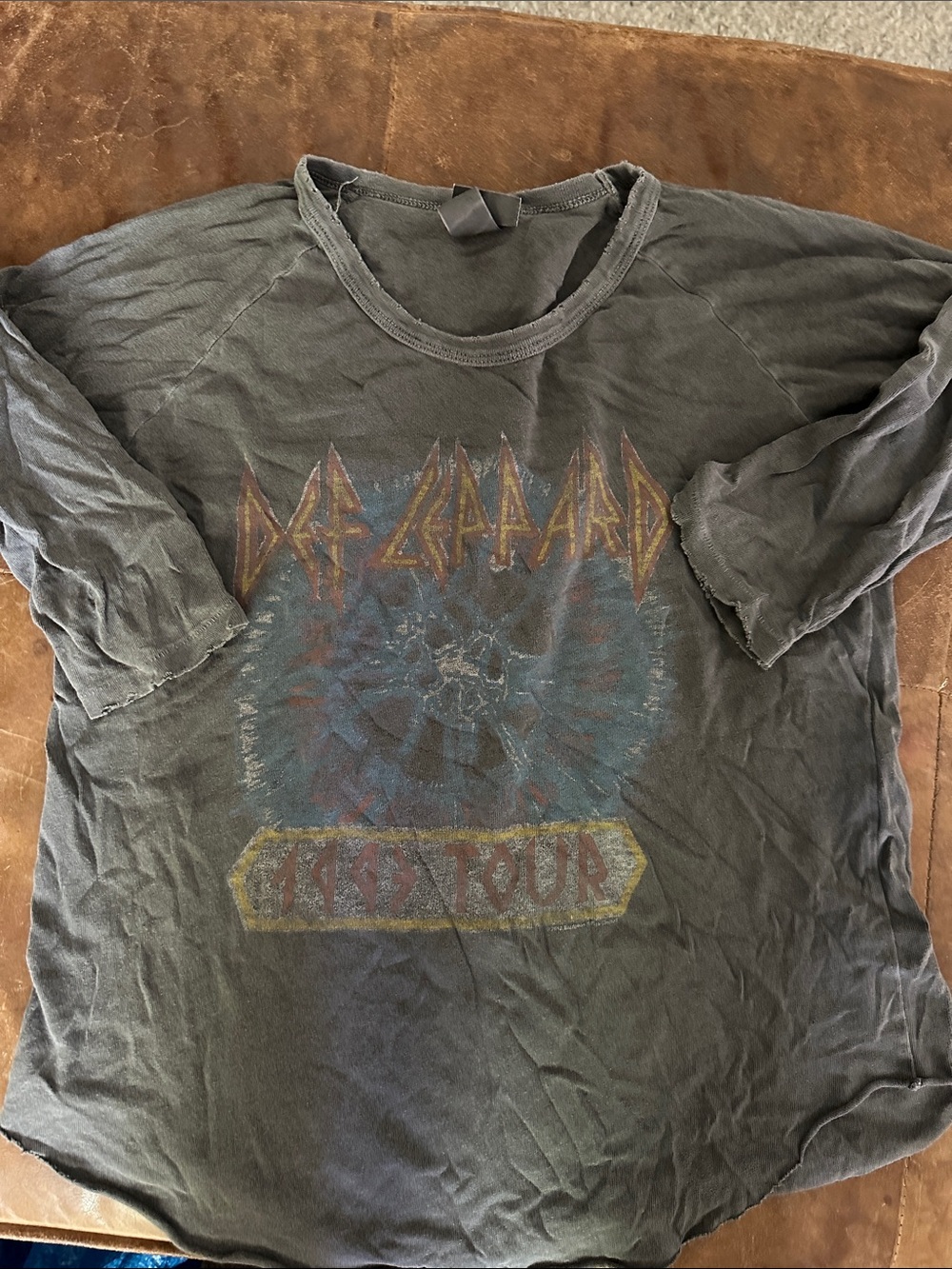 Junk Food - Def Leppard Tour Vintage Graphic Tee - Black/Washed Gray